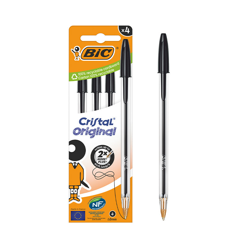 Bic Cristal Original Black Medium Ballpoint Pens 4 pcs