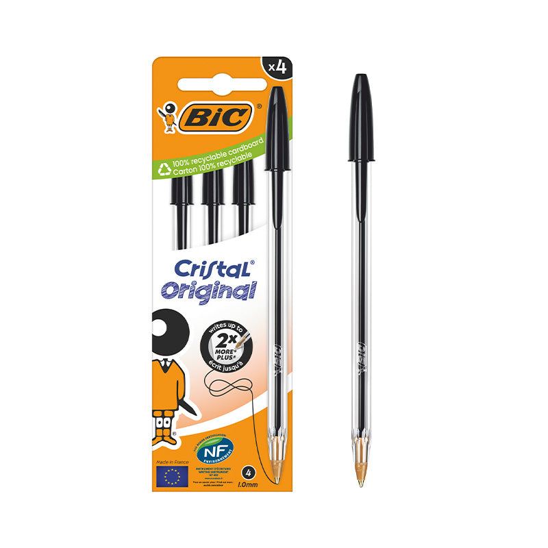 Bic Cristal Original Black Medium Ballpoint Pens 4 pcs RRP £2.29