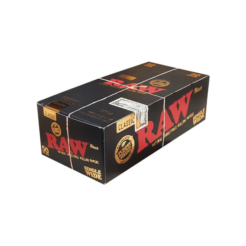 Raw	Natural Unrefined Rolling Papers Single Wide Black