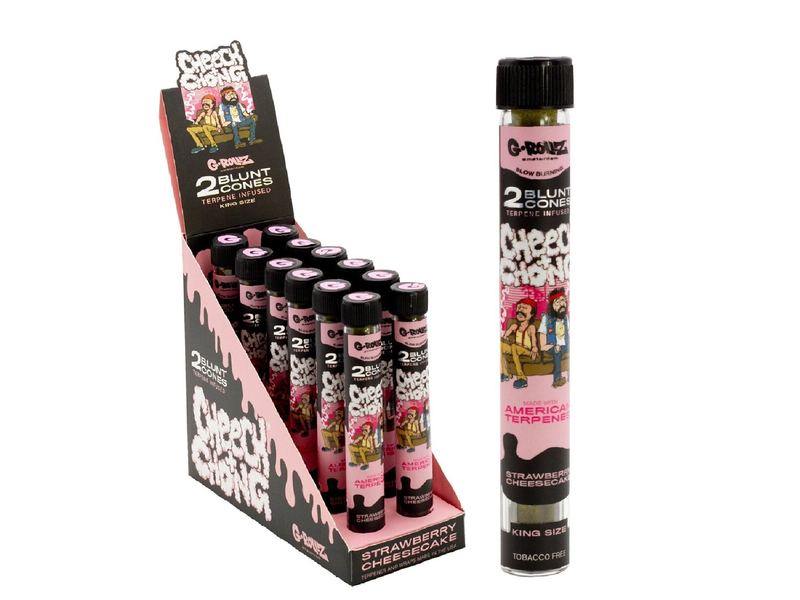 G-ROLLZ Cheech & Chong Terpene Blunt Cones 12 pack (2 Cones per Pack) Strawberry Cheesecake