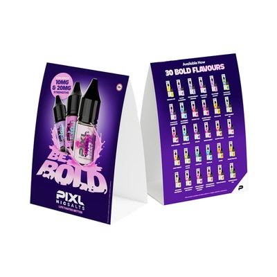 ⁠PIXL Nic Salts Be Bold (Dark) A5 Tent Card