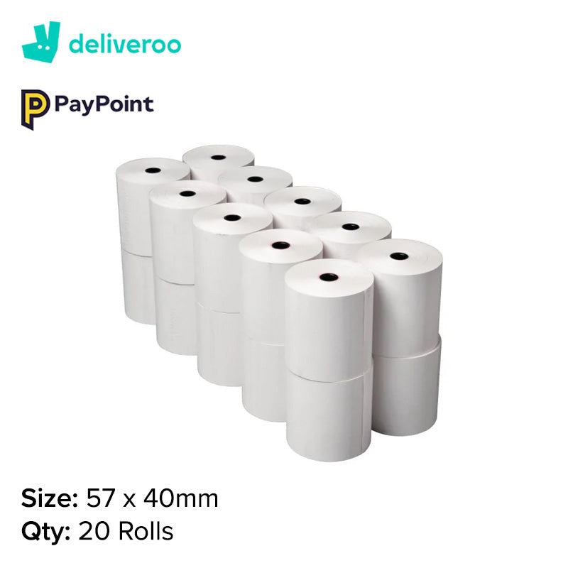 Deliveroo & PayPoint Optimal Premium Thermal Till Rolls 57 x 40mm