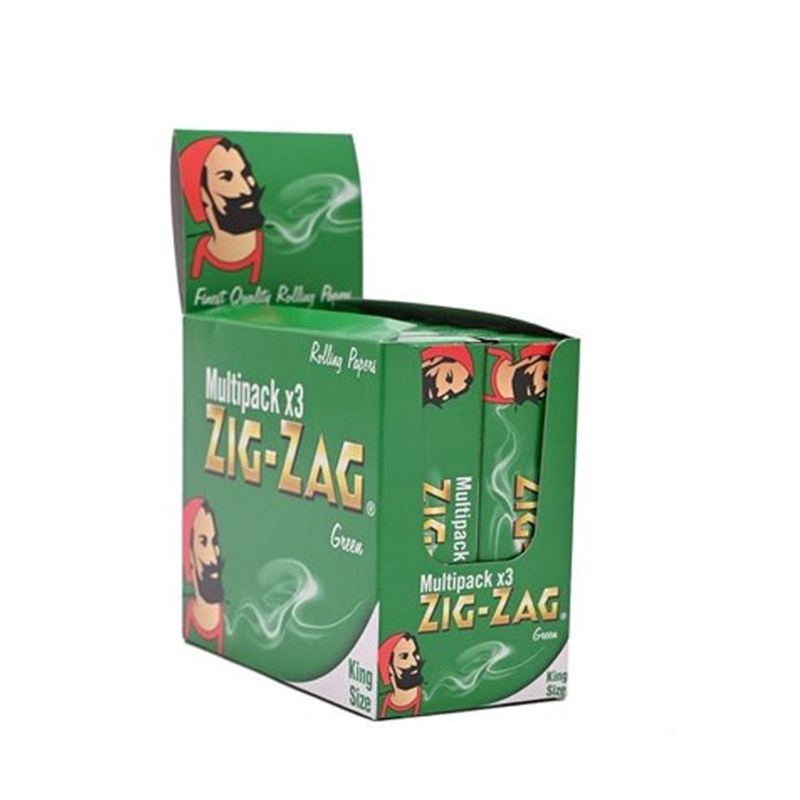 Zigzag Green Kingsize 12 x 3 Pack