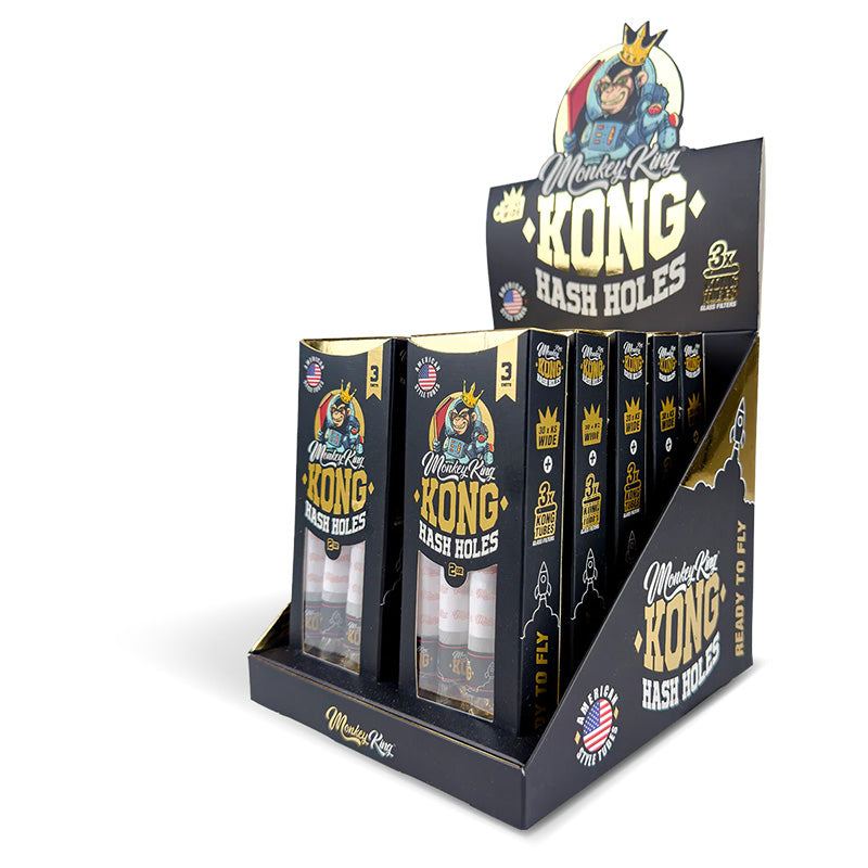 Monkey King Kong Tubes + Glass Tips Hash Holes King Size Wide 3 Tubes RRP £7.99
